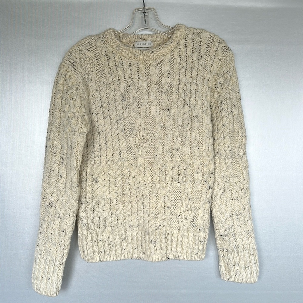 Peregrine Cream Fisherman's Knit Sweater 100% Wool